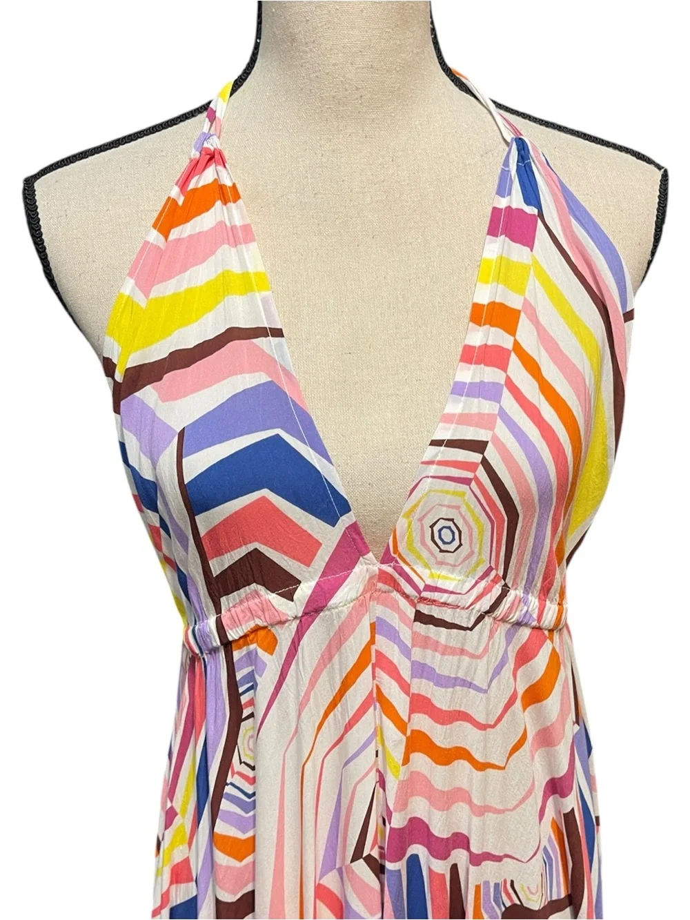 Kate Spade Geobrella Colorful Halter Maxi Dress Coverup Resort wear‎ Swim Beach
